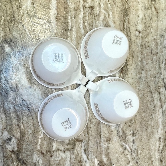 4 Vintage Corelle Woodland Coffee Tea Mugs Cups Hook Open Handle Brown & White - Picture 4 of 7